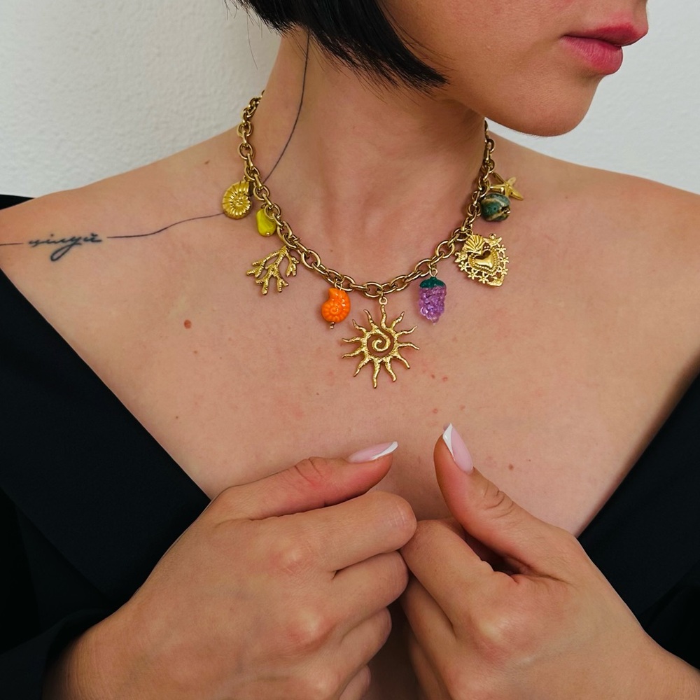 New Vibrant Gold Charm Necklace